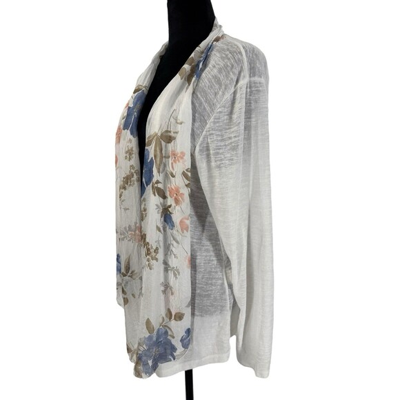 Elena Baldi‎ Italy Open Floral Silk Drape Front Jacket Lightweight Size 2X - Picture 2 of 7